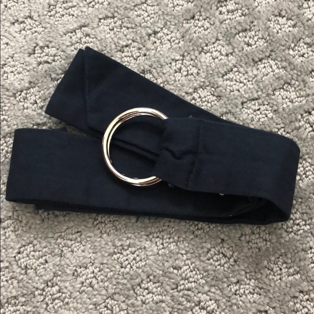 Fabric D-Ring Belt Navy Blue
